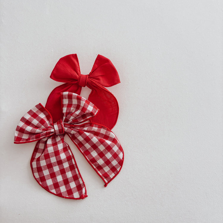 Red Gingham Dog Bow
