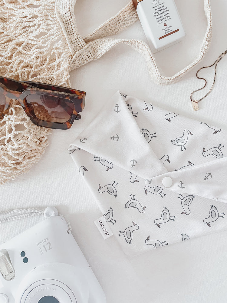 Summer Seagulls With Reversible Anchors Dog Bandana