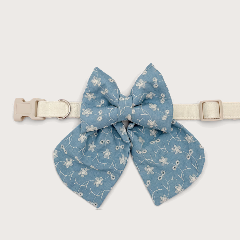 Denim Eyelet Sailor Bow
