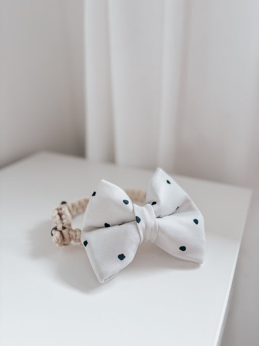 Black and White Polkadot Over The Collar Dog Bow