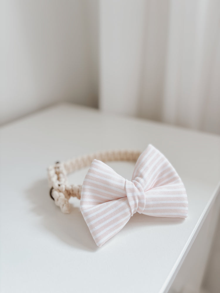 Blush Pink Beach Stripes Over The Collar Dog Bow