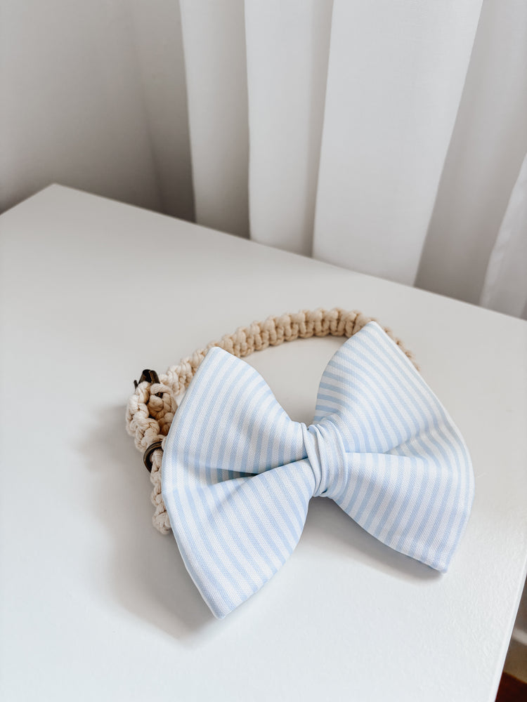 Blue Beach Stripe Dog Bow