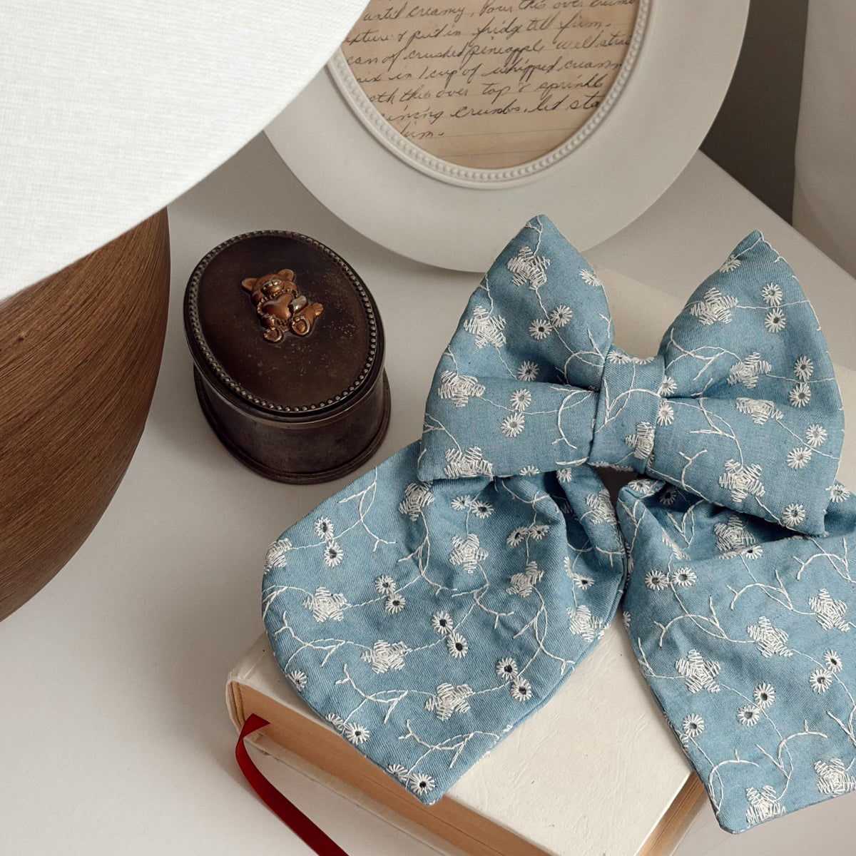 Denim Eyelet Sailor Bow