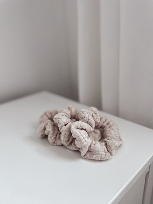 Beige Knit Adult Scrunchie