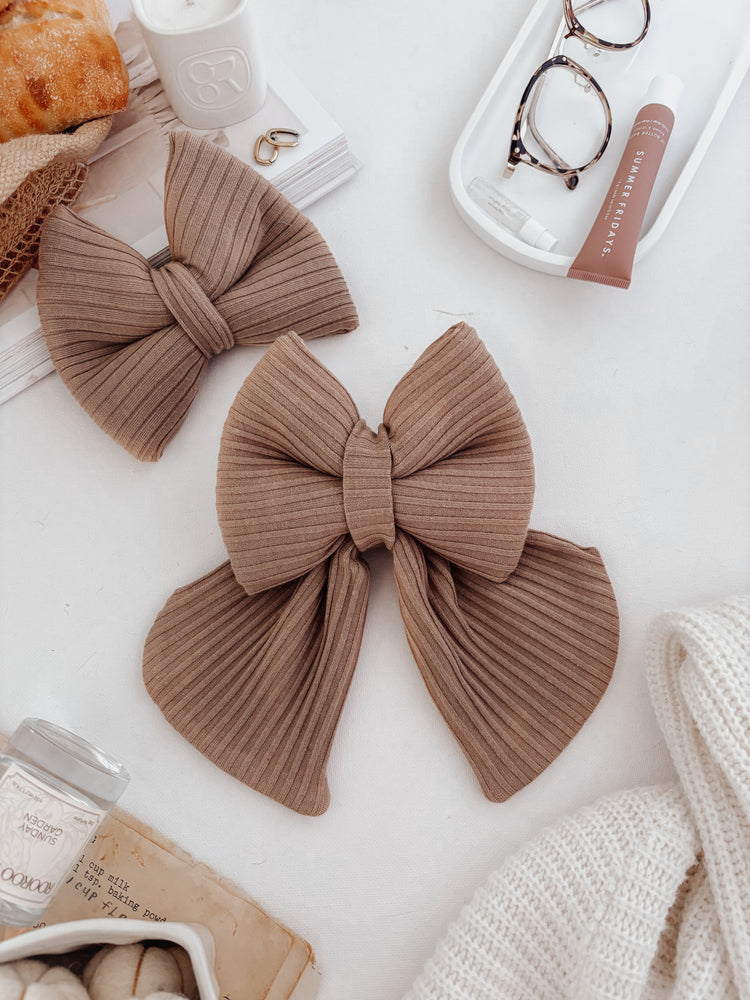 Brown Ribbed Dog Bow