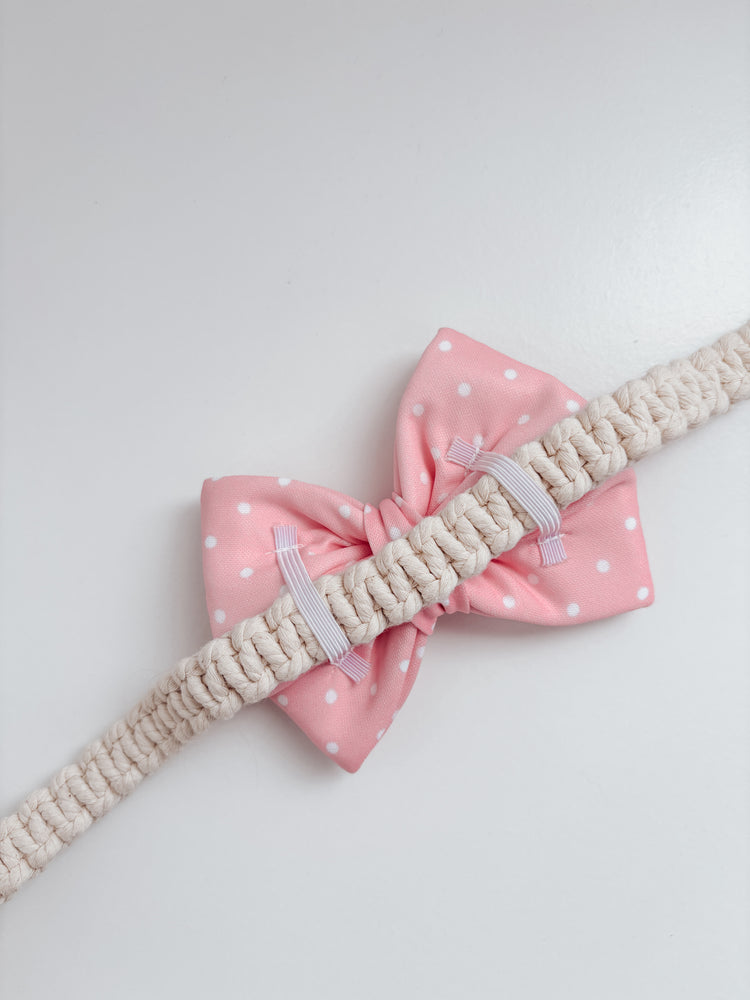 Pink Polkadot Over The Collar Dog Bow