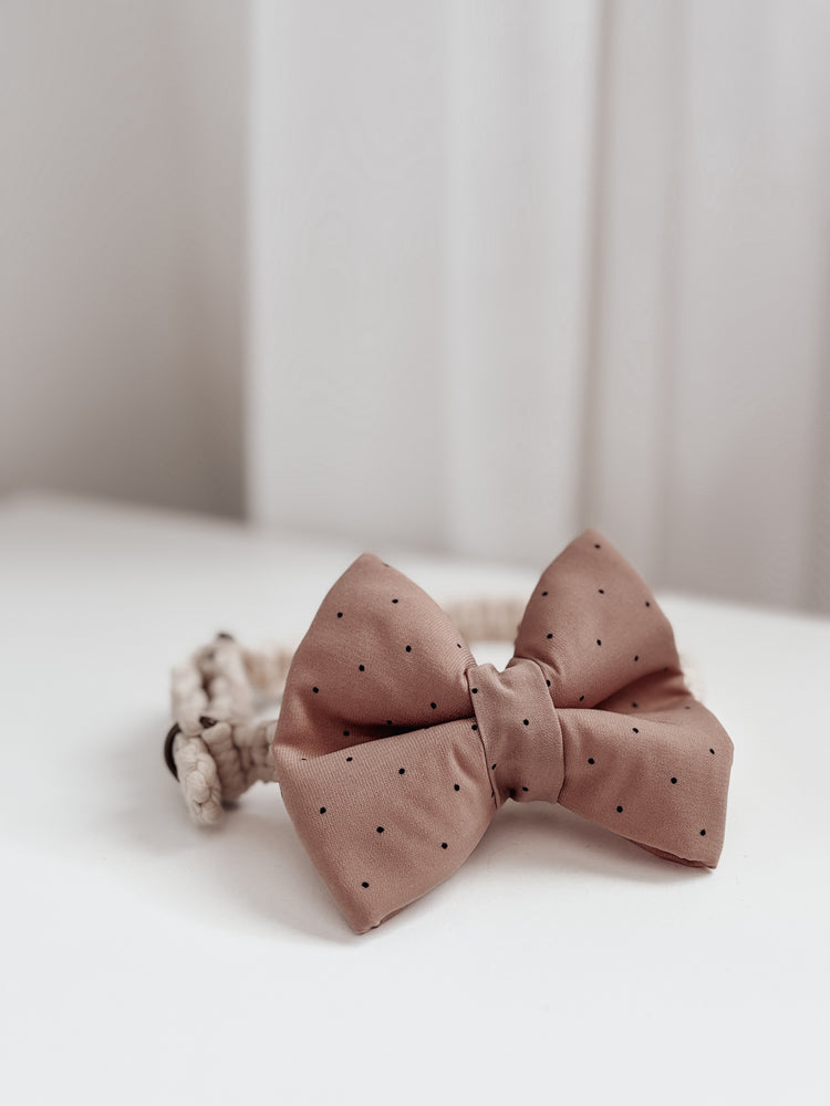 Brown Polkadot Over the collar dog bow