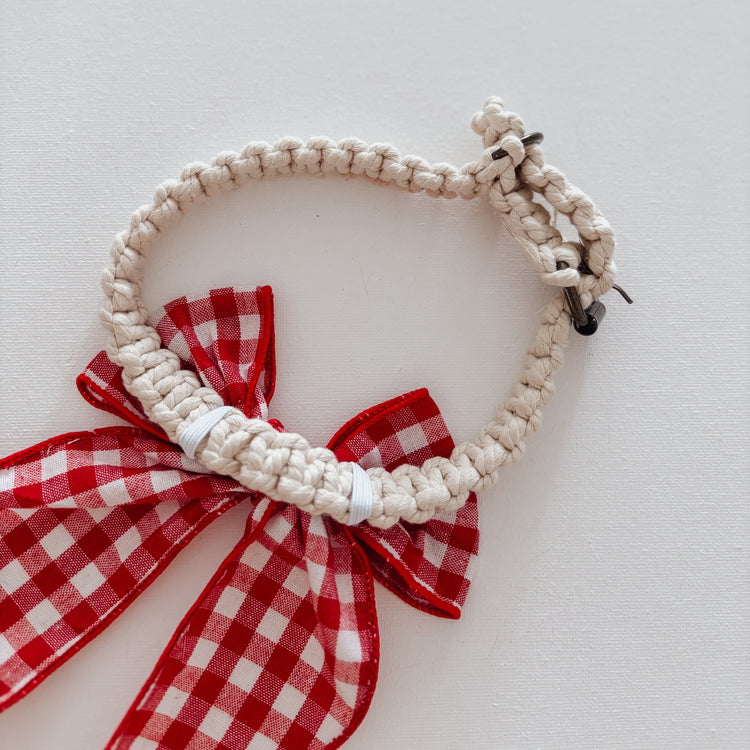 Red Gingham Dog Bow