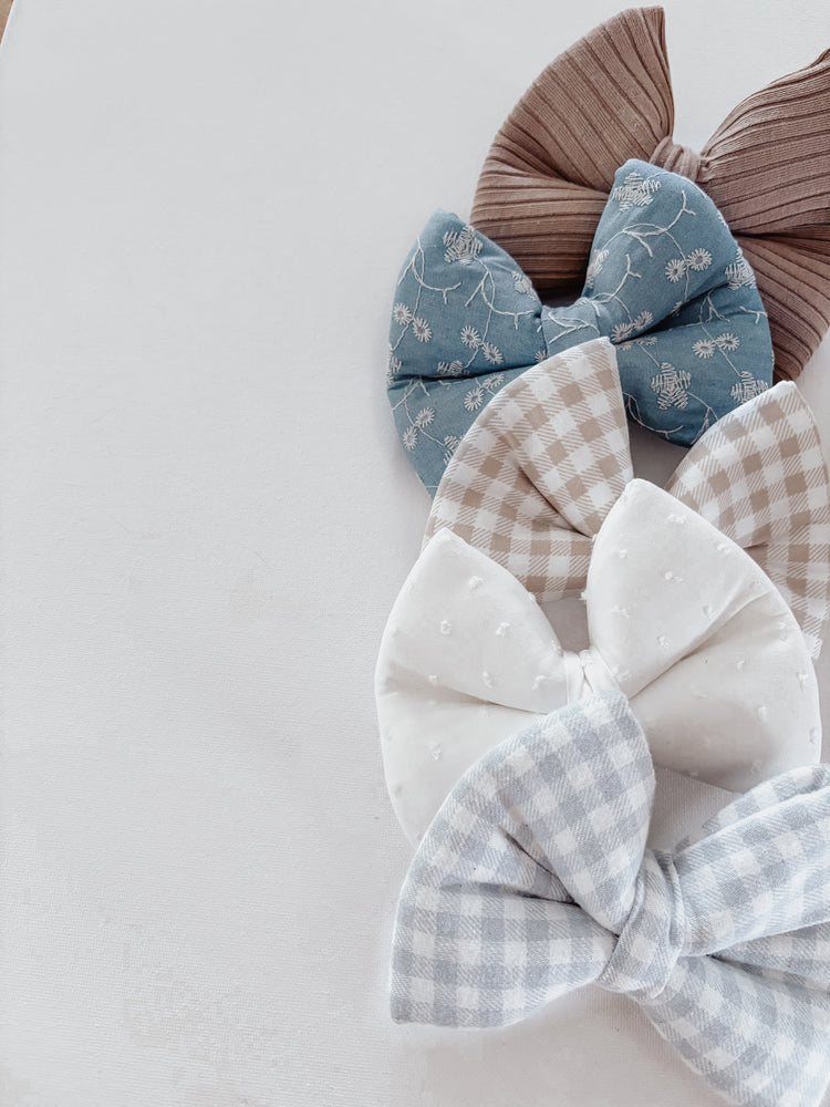 White Swiss Dot Dog Bow