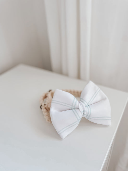Baby Blue Grid Over The Collar Dog Bow