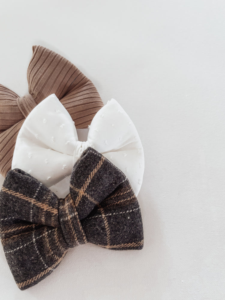 Grandpa Plaid Dog Bow
