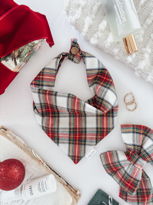 Light Christmas Plaid Dog Bandana