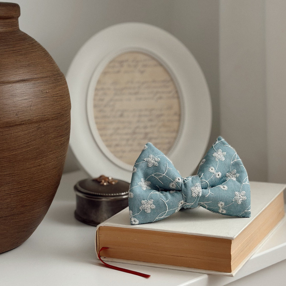 Denim Eyelet Classic Bow