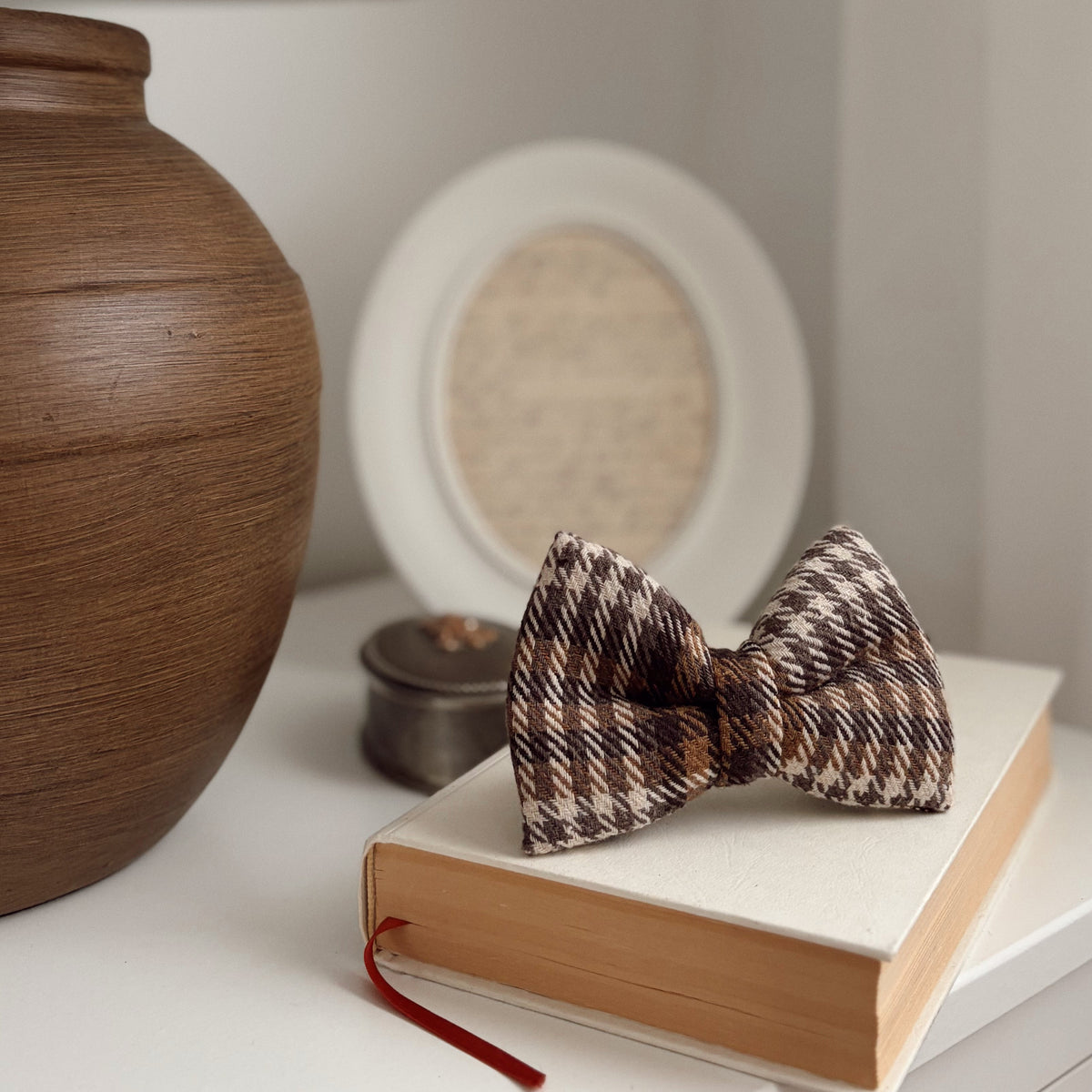 Brown Plaid Classic Bow