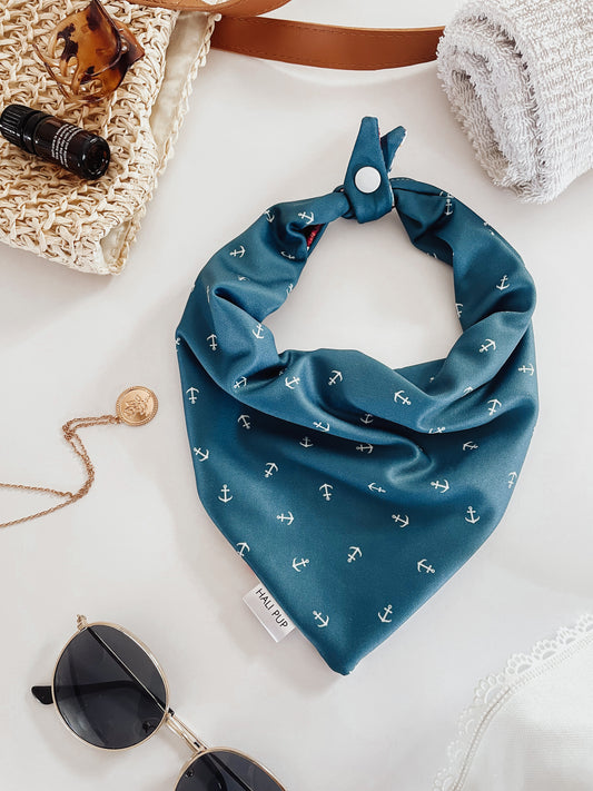 Nautical Navy Anchors Over The Collar Dog Bow