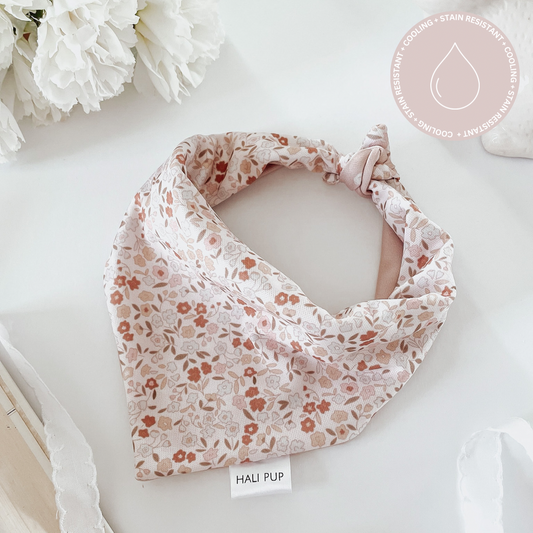 Blush Pink Flora And Stripes Dog Bandana