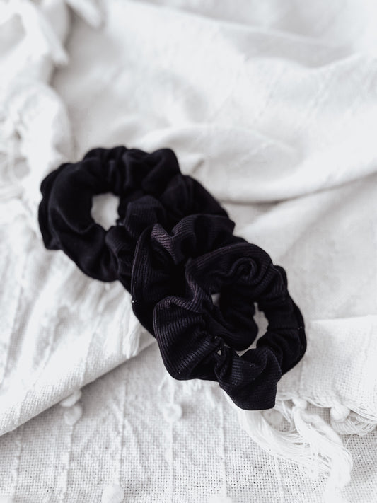 Black ribbed hair scrunchie, matching dog bow sold separately