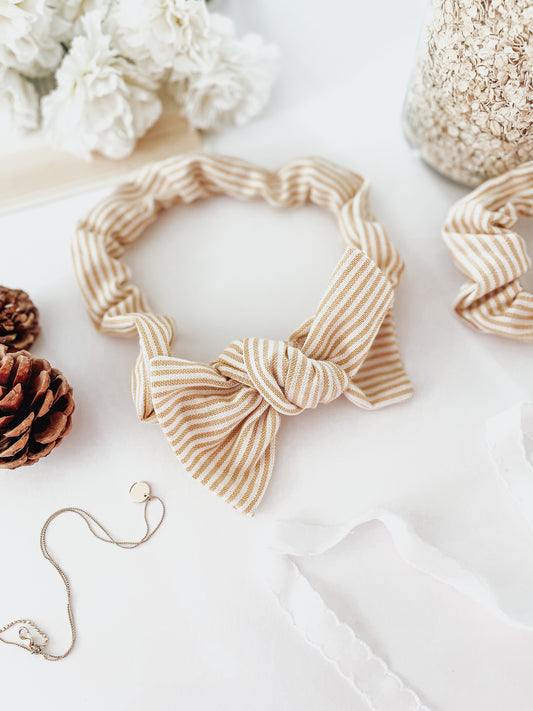 Yellow Striped, matching hair scrunchie