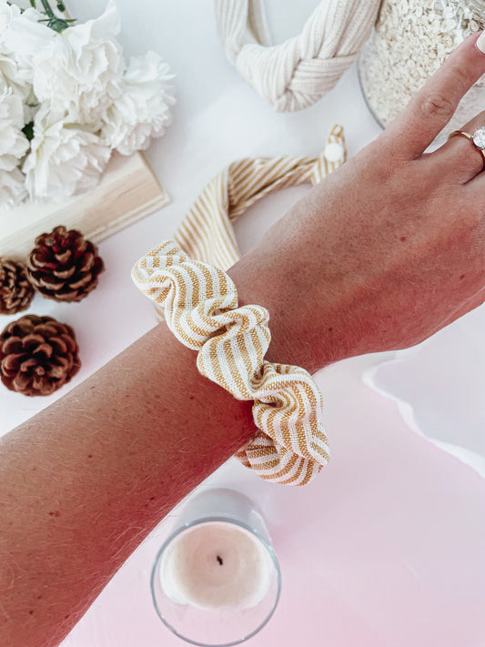 Yellow Striped, matching hair scrunchie