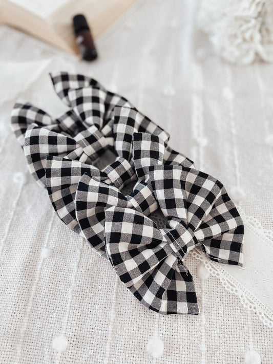 Black and white plaid dog & cat over the collar bow