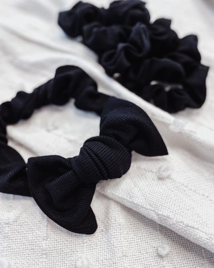 Black ribbed hair scrunchie, matching dog bow sold separately