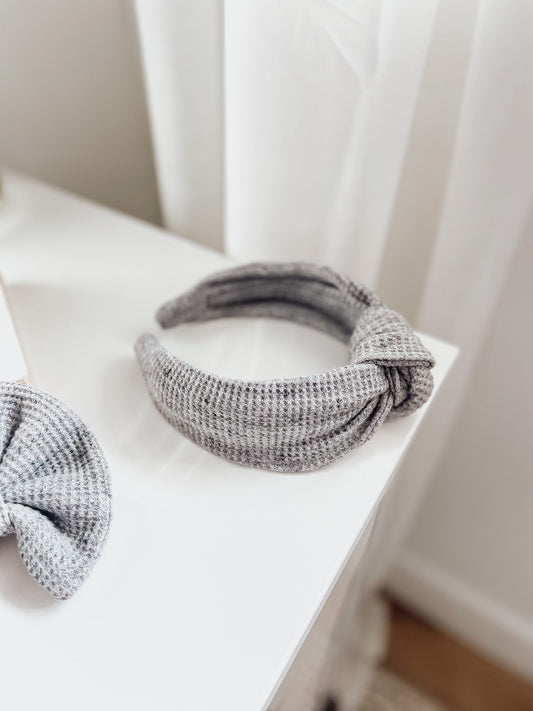 Grey waffle, matching dog mom headband with gift box